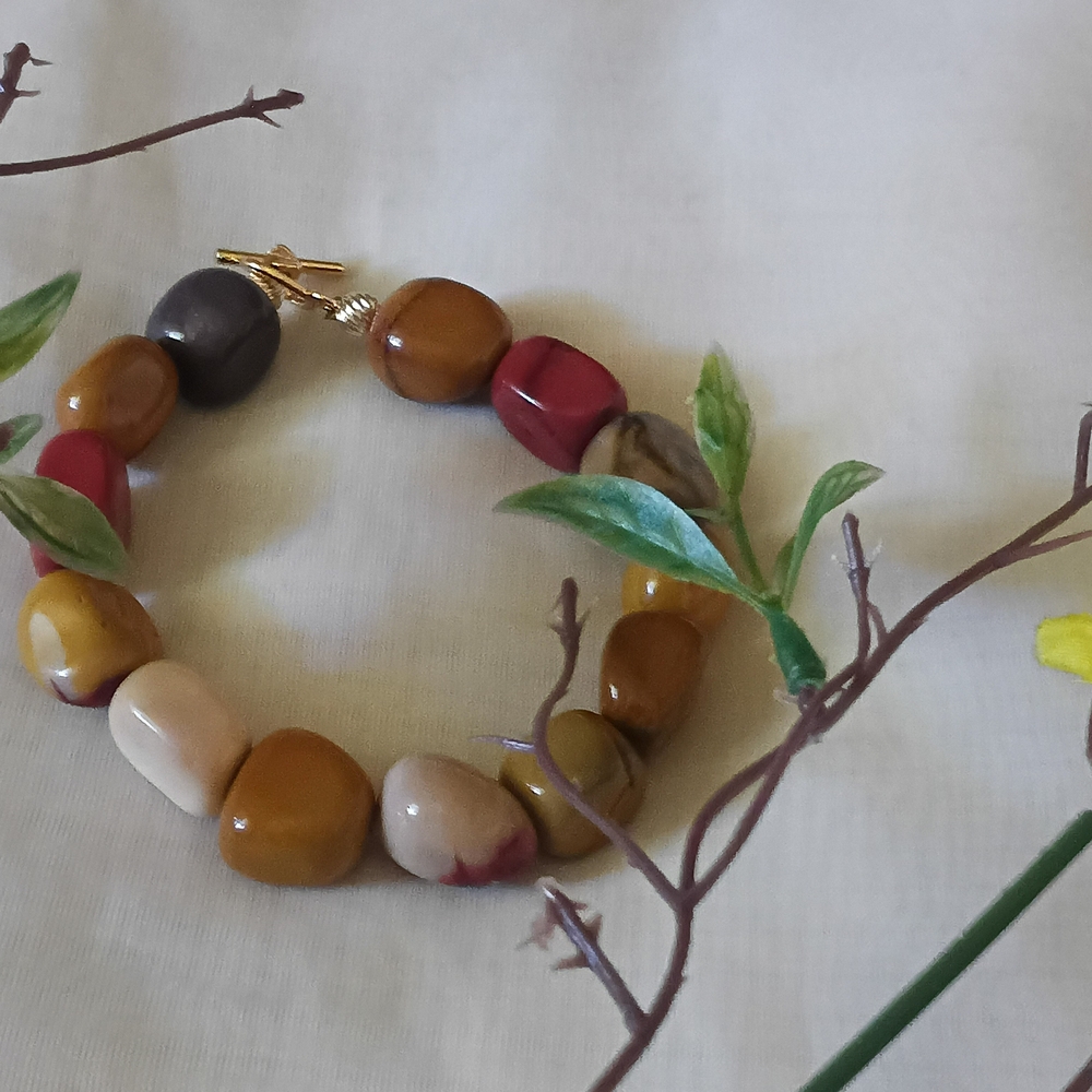 Vintage Molochnite Jasper Gemstone Nuggets Bracelet Size 8